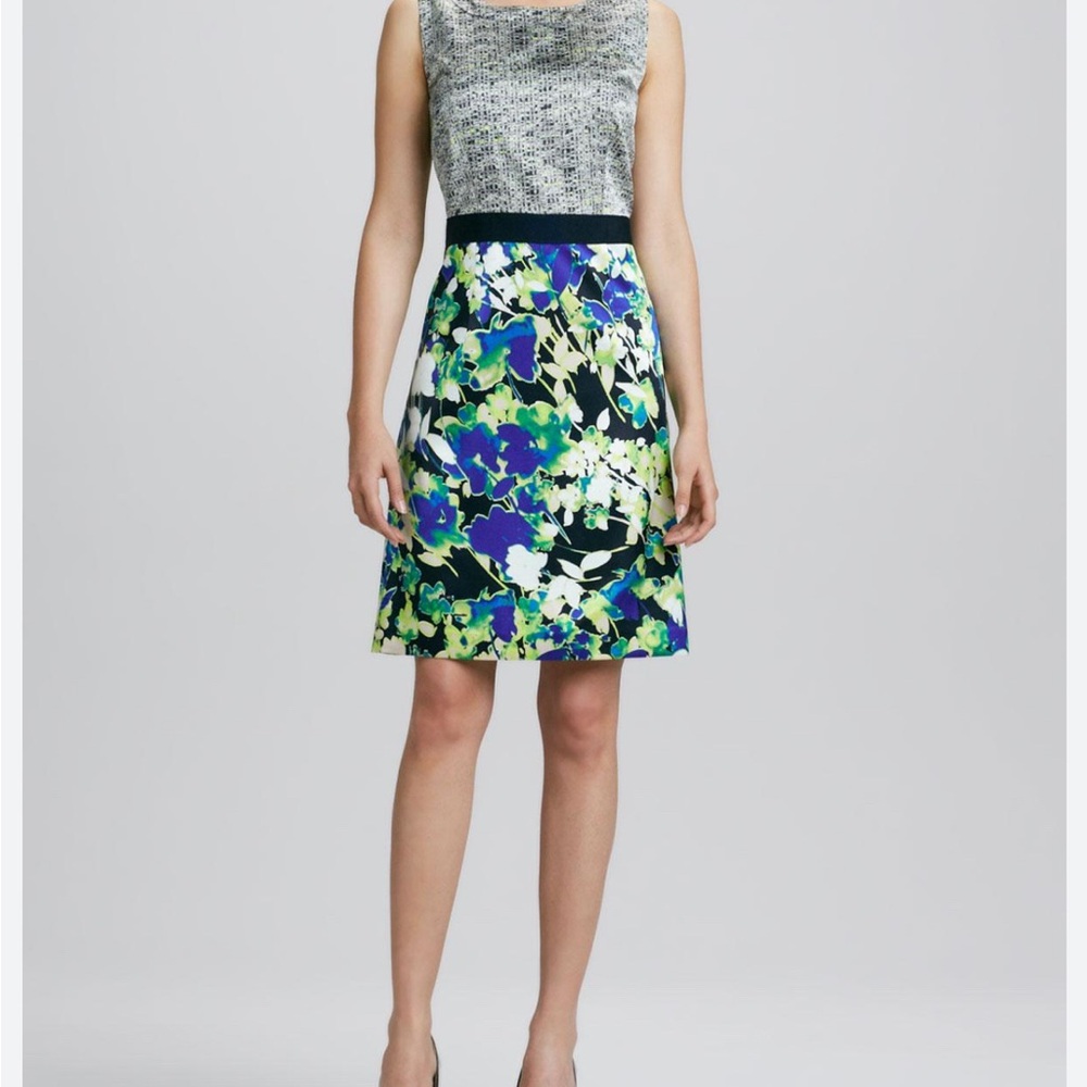 T Tahari Textured Dress with Neon Accents
